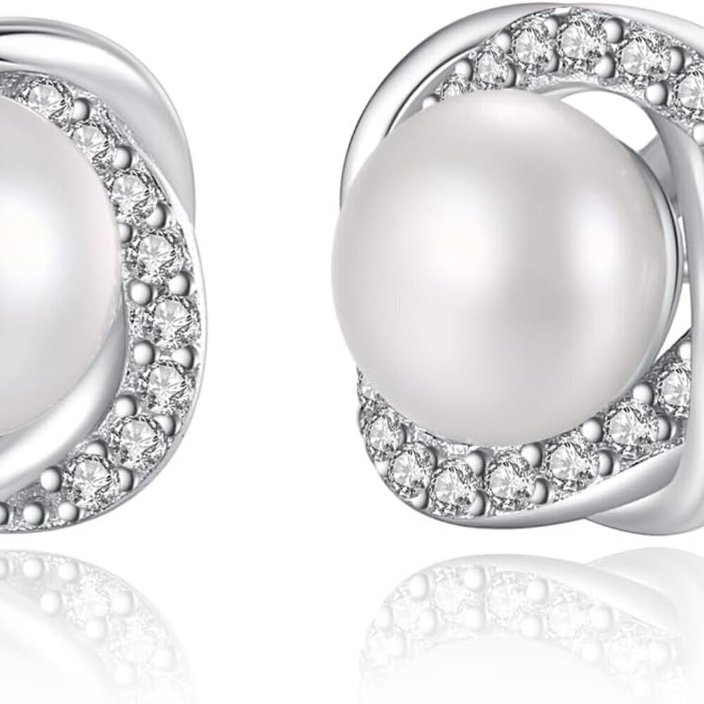 Pearl Earrings Women Freshwater Cultured Pearl Silver Stud Gift